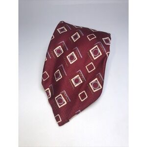Vintage Brioni Tie. Red Gold  Print. 100% Italian Silk